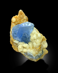 Natural Blue Color Celestine Crystals with Yellow Calcite Mineral Specimen From Baghdis, Afghanistan - 43 gram