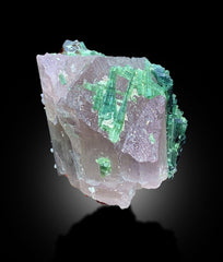 Blue Green Tourmaline Crystals on Pink Kunzite from Afghanistan, 233 gram