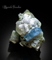 Blue Colour Aquamarine Crystal with Mica, Albite and Quartz, Aquamarine Crystal, Aquamarine Specimen, 718 Gram , 132*94 mm