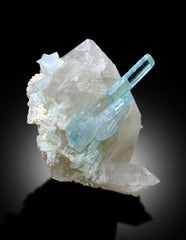 Seafoam Color Tourmalines on Quartz Mineral Specimen from Afghanistan - 130 gram