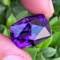 Deep Pinkish Purple Amethyst Gemstone, Fancy Cut Flawless Amethyst Cut Stone, Faceted Amethyst Ring Size Gemstone, Bluish Amethyst, 17.85 CT