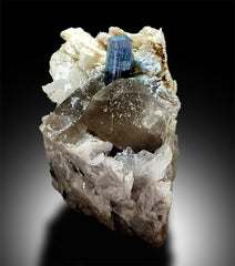 Blue Cap Tourmaline with Smoky Quartz , Cleavlandite Albite Specimen, Tourmaline Crystal, Tourmaline Specimen From Paproke 493 g