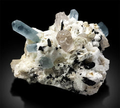 Aquamarine Topaz Schorl Albite Combo Specimen, Blue Aquamarine, Aquamarine Specimen, Natural Aquamarine, Aquamarine For Sale 235 g