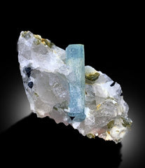 Terminated Blue Aquamarine Crystal With Mica Schorl Quartz and Feldspar Combo Specimen From Skardu Pakistan - 780 gram
