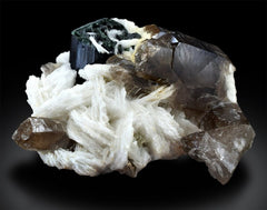 Blue Cap Tourmaline Crystal with Quartz, Natural Tourmaline, Tourmaline Stone, Fine Mineral, Tourmaline From Paprok - 847g, 142*112 mm