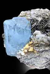 Blue Aquamarines With Muscovite Mica Mineral Specimen From Nagar Pakistan - 640 gram