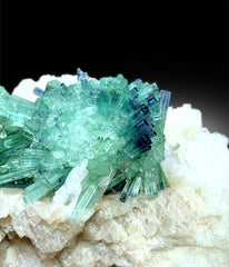 Blue Cap Tourmaline Crystals, Tourmaline Cluster with Albite Mineral Specimen, Bicolor Tourmaline, Tourmaline Specimen, 410 Gram