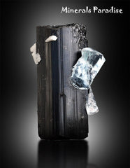 Aquamarine Crystal on Tourmaline, Natural Aquamarine, Black Tourmaline, Aquamarine Specimen, Aquamarine For Sale 132 g