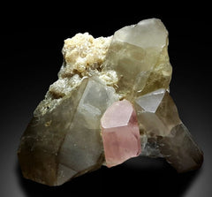 Natural Pink Color Morganite Crystal with Smoky Quartz, Morganite Specimen from Dara e Peech Afghanistan - 904 gram