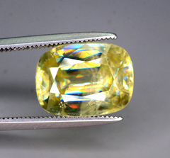 Cusshion Cut Full Fire Yellow Sphene Gemstone, Great Dispersion Sphene Gemstone, Loose Gemstone - 6.19 CT