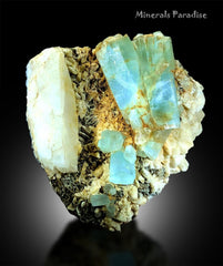 Natural Aquamarine Crystals with Mice and Albite, Aquamarine Cystals, Aquamarine Specimen, Mineral Specimen, Chumar Bakhoor, 1921 Gram