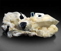 Aquamarine with Quartz, Albite and Schorl, Natural Aquamarine, Aquamarine Crystal, Aquamarine Mineral Specimen from Shigar Pakistan - 1290 g