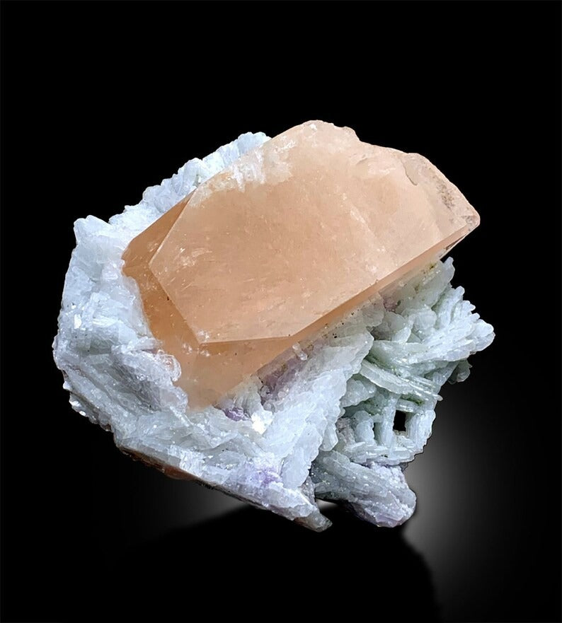 Morganite Specimen, Morganite Crystal, Morganite on Albite, Peach color Morganite, Raw Morganite, Morganite stone, Mineral Specimen, 192 g