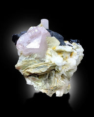 Pink Morganite with Tourmaline, Muscovite Mica, Schorl Crystal, Morganite Specimen, Tourmaline crstal, Mineral Specimen, 209 g