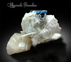 Blue Cap Tourmaline with Cleavlandite and Smoky Quartz Mineral Specimen from Paprok - 164 gm