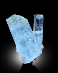 Natural Terminated Twinned Sky Blue Color Aquamarine Crystals with Schorl Tourmaline, Aquamarine from Shigar valley Skardu Pakistan - 47 g