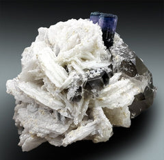 Blue Cap Tourmaline with Smoky Quartz, Cleavlandite and Lepidolite Specimen from Paproke Afghanistan - 645 Gram, 105*98*62 mm