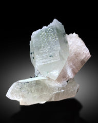 Natural Peach Pink Color Kunzite with Indicolite Blue Tourmalines and Quartz, Kunzite Specimen, Quartz Crystals, Raw Mineral - 462 gram