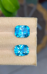 Presenting 8.00 Carats Diamond Luster Blue Zircon Gemstone Pair