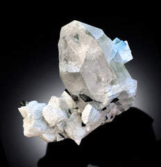 Blue Cap Aquamarine Crystals with Schorl Tourmaline, Quartz Crystals and Feldspar, Aquamarine Specimen, Tourmaline Crystals, 925 gram