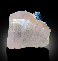 Blue Indicolite Tourmaline Crystals on Morganite from Afghanistan, 48 gram