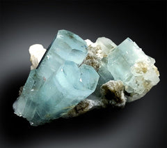 Aquamarine Crystals, Aquamarine Cluster, Aquamarines with Mica and Feldspar, Aquamarine Specimen from Skardu Pakistan, 96 g , 73*51 mm