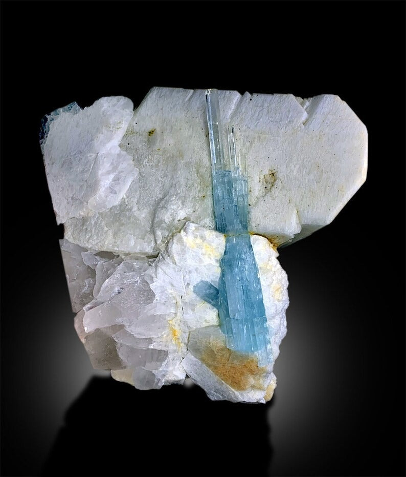 Aquamarine Specimen with Feldspar, Aquamarine Crystals, Aquamarine Cluster, Microcline Feldspar, Aquamarine stone, Mineral Specimen, 1728g