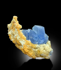 Natural Blue Color Celestine Crystals with Yellow Calcite Mineral Specimen From Baghdis, Afghanistan - 43 gram