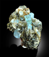 Aquamarine Crystals with Muscovite Mica, Aquamarine Cluster, Crystal Cluster, Aquamarine Specimen, Mineral Specimen, Raw Aquamarine,580 gram