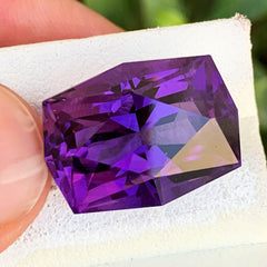 Deep Pinkish Purple Amethyst Gemstone, Fancy Cut Flawless Amethyst Cut Stone, Faceted Amethyst Ring Size Gemstone, Bluish Amethyst, 17.85 CT