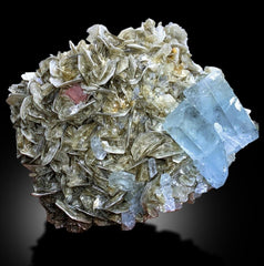 Natural Blue Aquamarine Crystals with Pink Apatite, Muscovite Mica, Aquamarine Specimen, Aquamarine from Gilgit Baltistan Pakistan - 1317 g