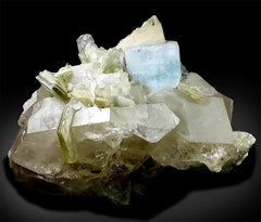 Aquamarine Crystal with Quartz and Muscovite Mica, AquaMorganite Specimen, Quartz Crystals, Mineral Specimen, 1754 gram
