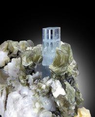 Transparent Blue Color Aquamarine Crystal with Star Mica, Aquamarine Specimen, Aquamarine from Shigar valley Skardu Pakistan - 408 gram