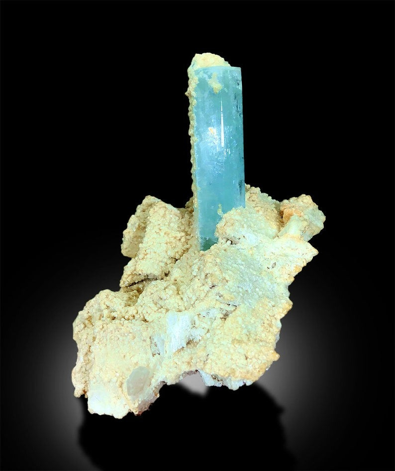 Aquamarine Specimen, Aquamarine Crystal on Feldspar, Aquamarine Stone, Natural Aquamarine, Aquamarine for sale, Aquamarine Gemstone, 235 g