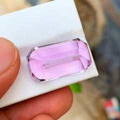 Lilac Kunzite Gemstone, Natural Kunzite Jewelry Stone, Emerald Cut Kunzite