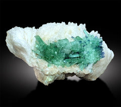 Blue Cap Tourmaline Crystals, Tourmaline Cluster with Albite Mineral Specimen, Bicolor Tourmaline, Tourmaline Specimen, 410 Gram