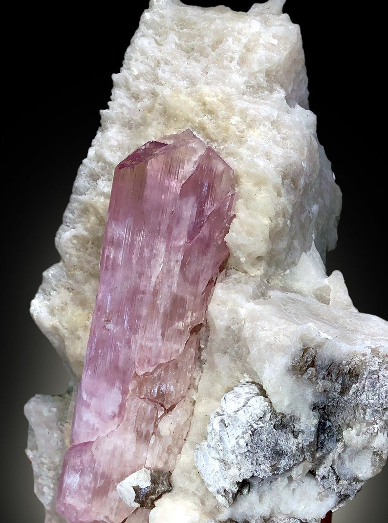 Natural Pink Color Kunzite Crystal on Feldspar, Kunzite Specimen, Raw mineral, Kunzite from Nuristan, Afghanistan - 2010 gram