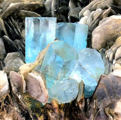 Natural Aquamarine Crystals with Muscovite Mica, Aquamarine Cluster, Aquamarine Specimen, Aquamarine for sale, 1441 gram