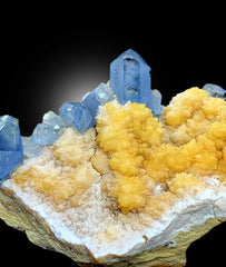 Terminated Blue Celestine Crystals With Calcite Mineral Specimen From Baghdis, Afghanistan - 89 gram