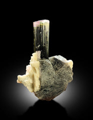 Natural Tricolor Tourmaline with Smoky Quartz and Cleavelandite Albite, Tourmaline Specimen from Astak Nala Mine Skardu Pakistan - 94 gram