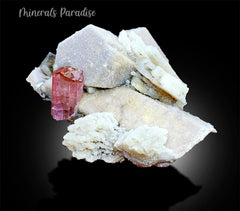 Rubelite Pink Tourmaline Crystal with Smoky Quartz and Feldspar, Tourmaline Specimen, Tourmaline for sale, Tourmaline from Paprok, 195 gram