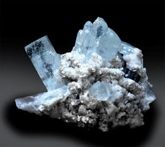 Aquamarine Crystals with Black Tourmaline, Mica and Feldspar Mineral Specimen, Aquamarine Cluster, Aquamarine For Sale 127 Gram , 85*55*30mm