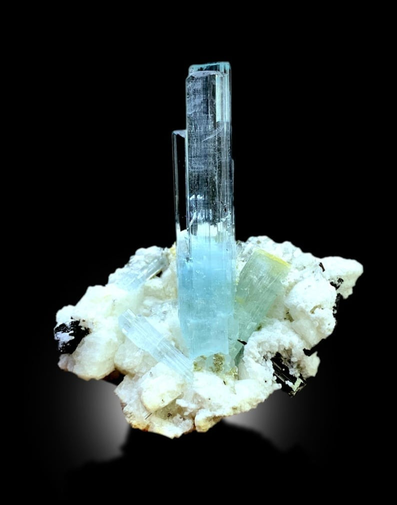 Aquamarine Crystals with Schorl on matrix from Shigar Valley Skardu Pakistan, 35 gram
