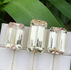 Emerald Shape Yellow Kunzite Gemstone Set, Flawless Faceted Kunzite Cut Stones, Kunzites For Jewelry Making, Gemstones Jewelry Set, 75.5 CT