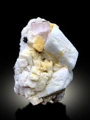 Natural Pink Color Morganite Crystal with Rare Tantalite and Feldspar, Morganite Specimen, Morganite from Skardu Pakistan - 452 gram