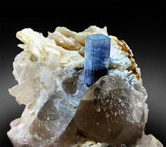 Blue Cap Tourmaline with Smoky Quartz , Cleavlandite Albite Specimen, Tourmaline Crystal, Tourmaline Specimen From Paproke 493 g