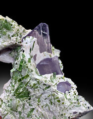 Pink Kunzite With Green Tourmline Crystals Cluster on Matrix Mineral Specimen From Afghanistan - 354 gram