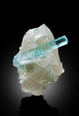 Seafoam Color Tourmalines on Quartz Mineral Specimen from Afghanistan - 130 gram