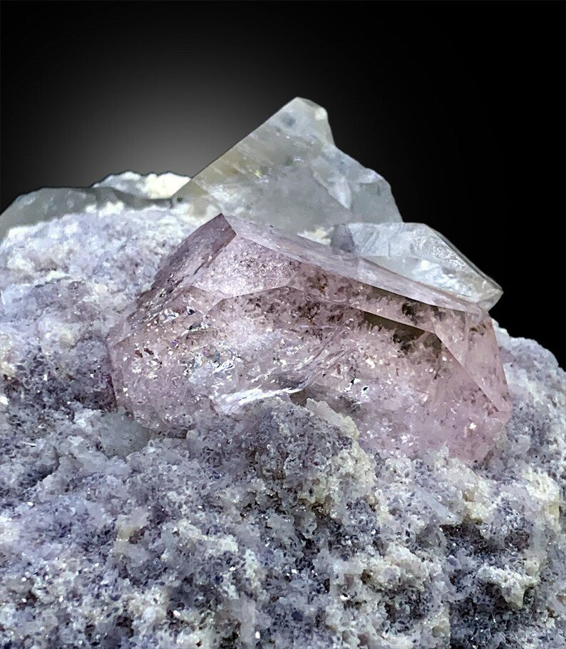 Pink Morganite Specimen, Morganite with Quartz, Morganite with Lepidolite, Morganite Crystals, Pink Lepidolite, Quartz crystals, 459 gram
