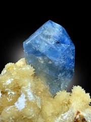 Terminated Blue Celestine Crystal with Calcite Mineral Specimen From Afghanistan - 72 gram